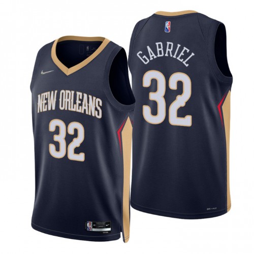 New Orleans Pelicans #32 Wenyen Gabriel Navy Mens 2021-22 75th Anniversary Diamond Swingman Jersey - Icon Edition Mens