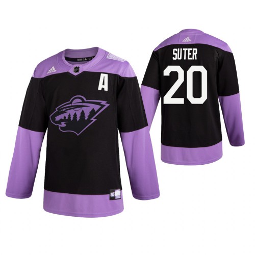 Adidas Minnesota Wild #20 Ryan Suter Men's Black Hockey Fights Cancer Practice Jersey Men's