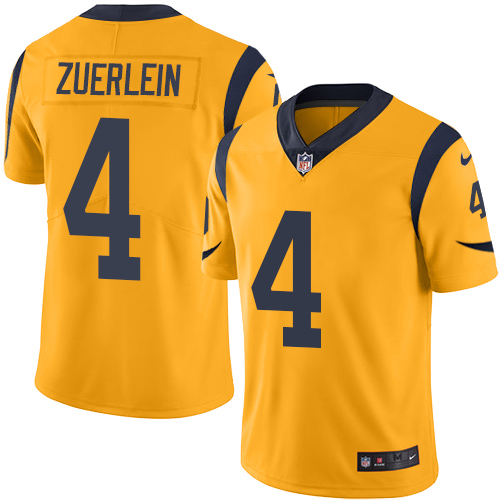 Los Angeles Rams #4 Greg Zuerlein Gold Men's Stitched Limited Rush Jersey Men's