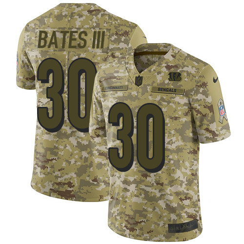 Bengals #30 Jessie Bates III Camo Youth Stitched Limited 2018 Salute To Service Jersey