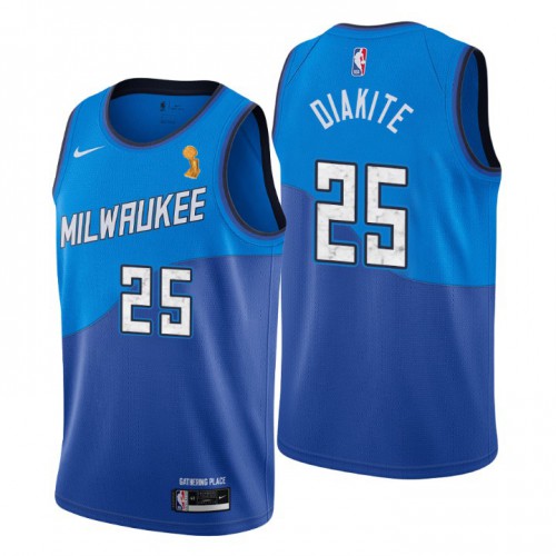Milwaukee Bucks #25 Mamadi Diakite 2021 Finals Champions City Edition Jersey Blue Mens