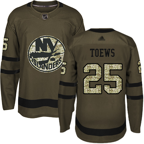 Adidas New York Islanders #25 Devon Toews Green Salute to Service Stitched Jersey Men's
