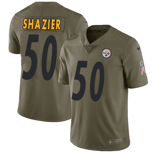 Pittsburgh Steelers #50 Ryan Shazier Olive Men's Stitched Limited 2017 Salute to Service Jersey Men's