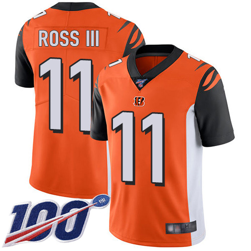Cincinnati Bengals #11 John Ross III Orange Alternate Men's Stitched 100th Season Vapor Limited Jersey Men's