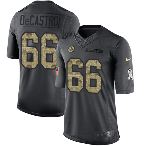 Pittsburgh Steelers #66 David DeCastro Black Men's Stitched Limited 2016 Salute to Service Jersey Men's