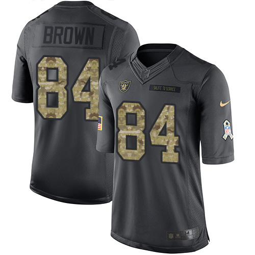 Las Vegas Raiders #84 Antonio Brown Black Men's Stitched Limited 2016 Salute To Service Jersey Men's