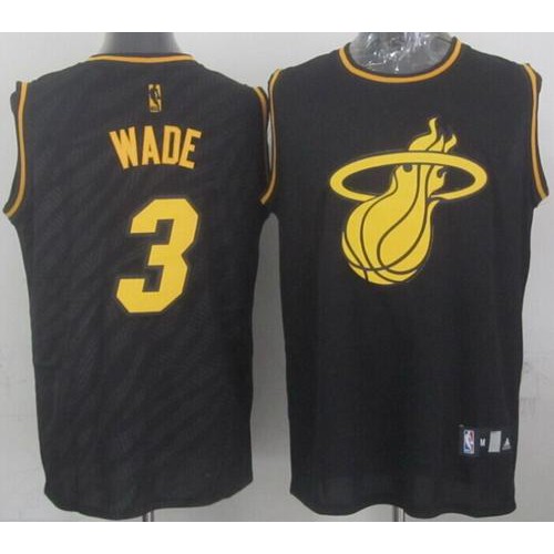 Miami Heat #3 Dwyane Wade Black Precious Metals Fashion Stitched Jersey Mens