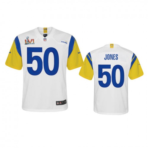 Los Angeles Los Angeles Rams #50 Ernest Jones Youth Super Bowl LVI Patch Alternate Game Jersey - White Youth