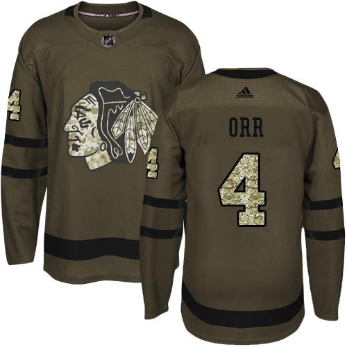 Adidas Chicago Blackhawks #4 Bobby Orr Green Salute to Service Stitched Jersey Men's