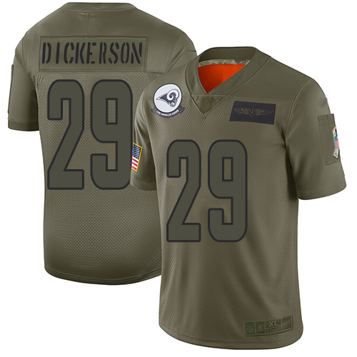 Rams #29 Eric Dickerson Camo Youth Stitched Limited 2019 Salute To Service Jersey