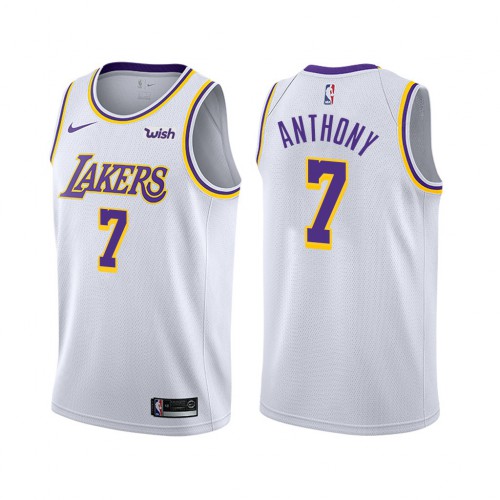 Los Angeles Lakers #7 Carmelo Anthony White Swingman Association Edition Jersey Mens