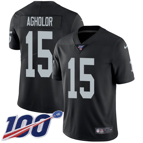 Las Vegas Raiders #15 Nelson Agholor Black Team Color Men's Stitched 100th Season Vapor Untouchable Limited Jersey Men's