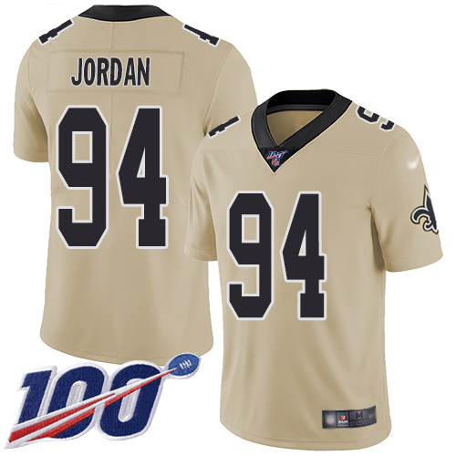New Orleans Saints #94 Cameron Jordan Gold Men's Stitched Limited Inverted Legend 100th Season Jersey Men's