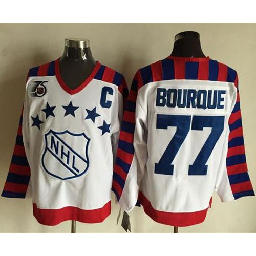 Boston Bruins #77 Ray Bourque White All Star CCM Throwback 75TH Stitched Jersey Men's