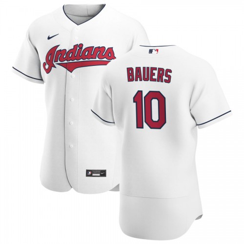 Cleveland Guardians #10 Jake Bauers Men's White Home 2020 Authentic Team Jersey Men's