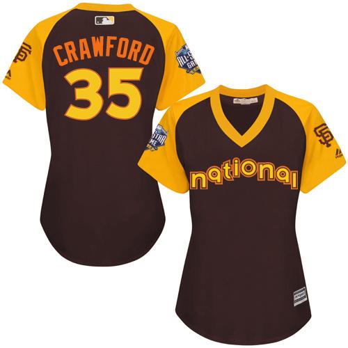 San Francisco Giants #35 Brandon Crawford Brown 2016 All-Star National League Women's Stitched Jersey Womens
