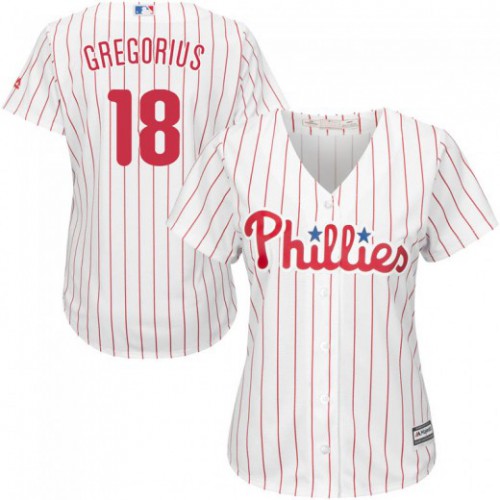 Philadelphia Phillies #18 Didi Gregorius White(Red Strip) Home Women's Stitched Jersey Womens