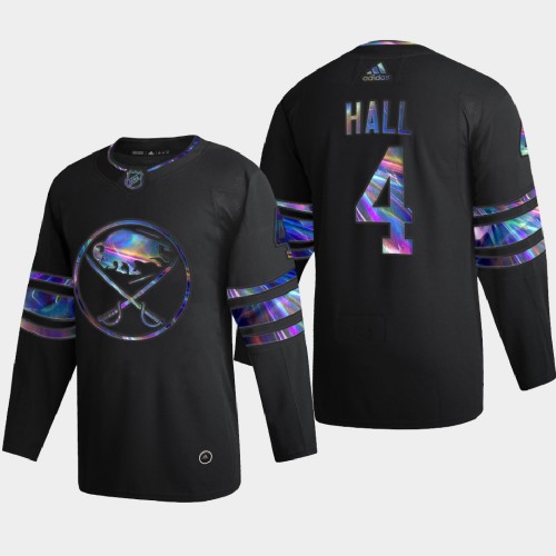 Buffalo Buffalo Sabres #4 Taylor Hall Men's Iridescent Holographic Collection Jersey - Black Men's