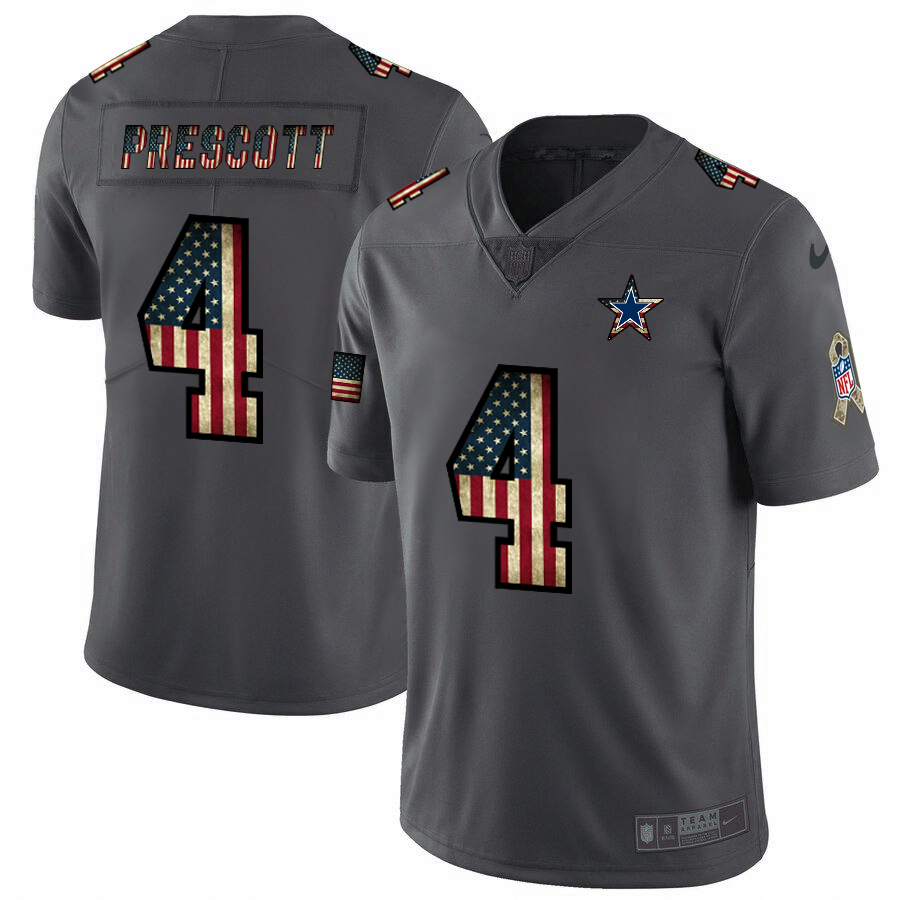 Dallas Cowboys #4 Dak Prescott 2018 Salute To Service Retro USA Flag Limited Jersey