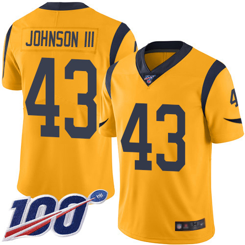 Los Angeles Rams #43 John Johnson III Gold Men's Stitched Limited Rush 100th Season Jersey Men's
