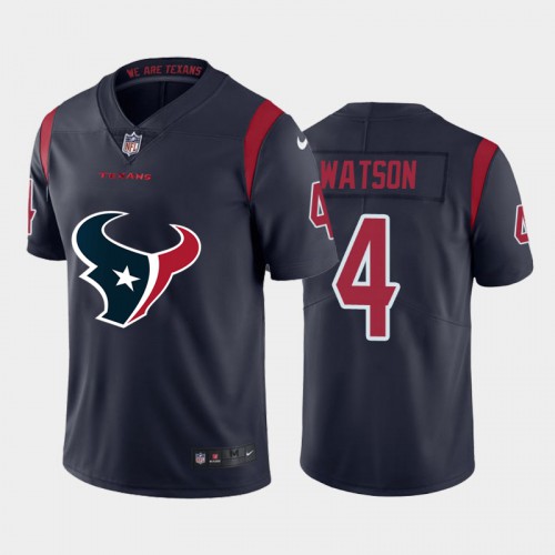 Houston Houston Texans #4 Deshaun Watson Navy Blue Men's Big Team Logo Vapor Limited Jersey Men's