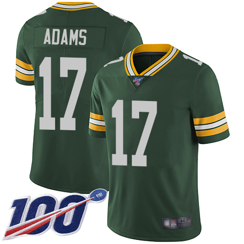 Packers #17 Davante Adams Green Team Color Youth Stitched 100th Season Vapor Limited Jersey