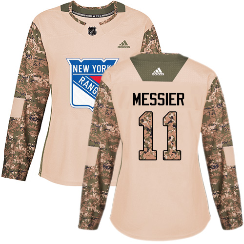 Adidas New York Rangers #11 Mark Messier Camo Authentic 2017 Veterans Day Women's Stitched Jersey Womens