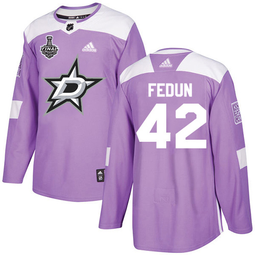 Adidas Dallas Stars #42 Taylor Fedun Purple Authentic Fights Cancer 2020 Stanley Cup Final Stitched Jersey Men's