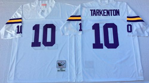 Mitchell And Ness Vikings #10 Fran Tarkenton White Throwback Stitched Jersey