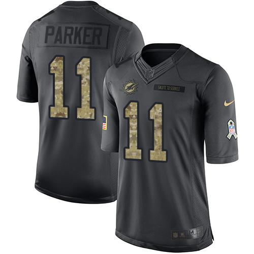 Miami Dolphins #11 DeVante Parker Black Youth Stitched Limited 2016 Salute to Service Jersey Youth