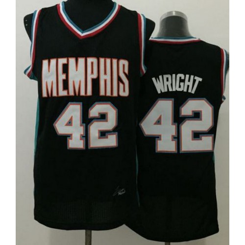 Memphis Grizzlies #42 Lorenzen Wright Black Throwback Stitched Jersey Mens