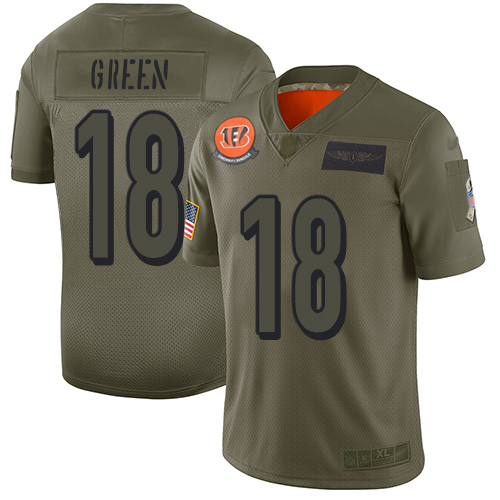 Cincinnati Bengals #18 A.J. Green Camo Men's Stitched Limited 2019 Salute To Service Jersey Men's