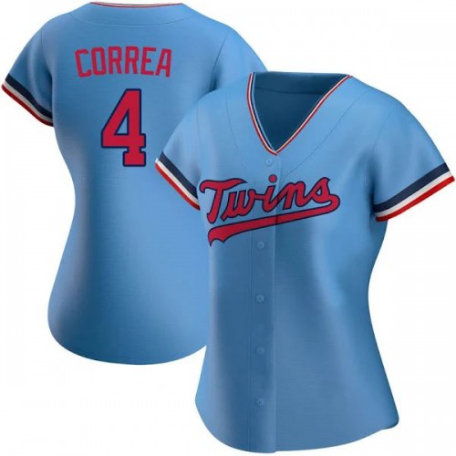 Minnesota Minnesota Twins #4 Carlos Correa Women's Authentic Light Blue Alternate Jersey Womens