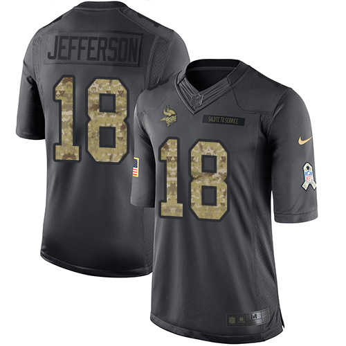 Vikings #18 Justin Jefferson Black Men's Stitched Limited 2016 Salute To Service Jersey