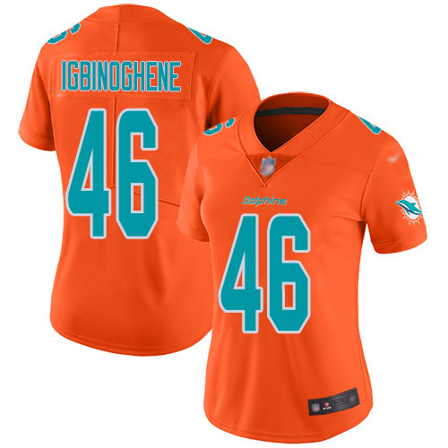 Miami Dolphins #46 Noah Igbinoghene Orange Women's Stitched Limited Inverted Legend Jersey Womens