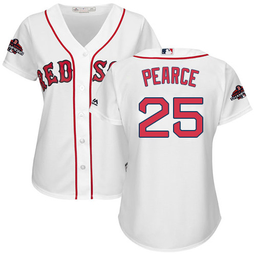Boston Red Sox #25 Steve Pearce White Home 2018 World Series Champions Women's Stitched Jersey Womens