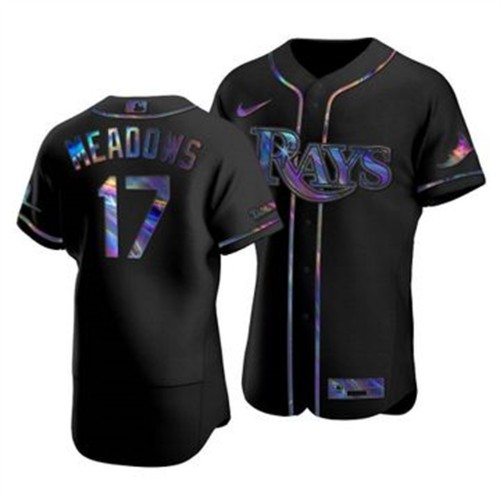 Tampa Bay Tampa Bay Rays #17 Austin Meadows Men's Iridescent Holographic Collection Jersey - Black Men's