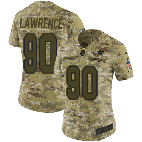 Cowboys #90 Demarcus Lawrence Camo Women's Stitched Limited 2018 Salute To Service Jersey