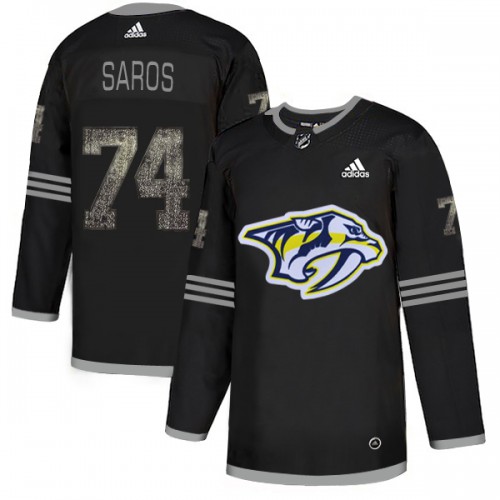 Adidas Nashville Predators #74 Juuse Saros Black Authentic Classic Stitched Jersey Men's