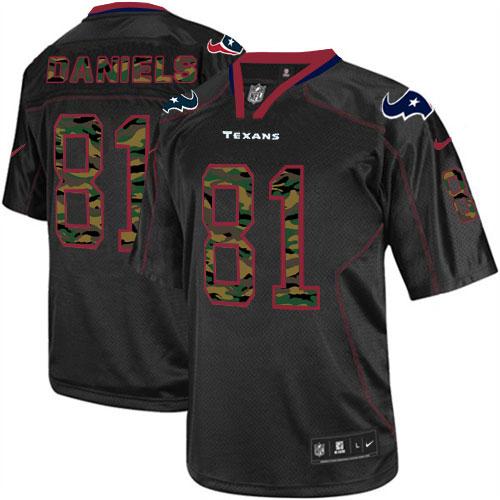 Houston Texans #81 Owen Daniels Black Men's Stitched Elite Camo Fashion Jersey Men's