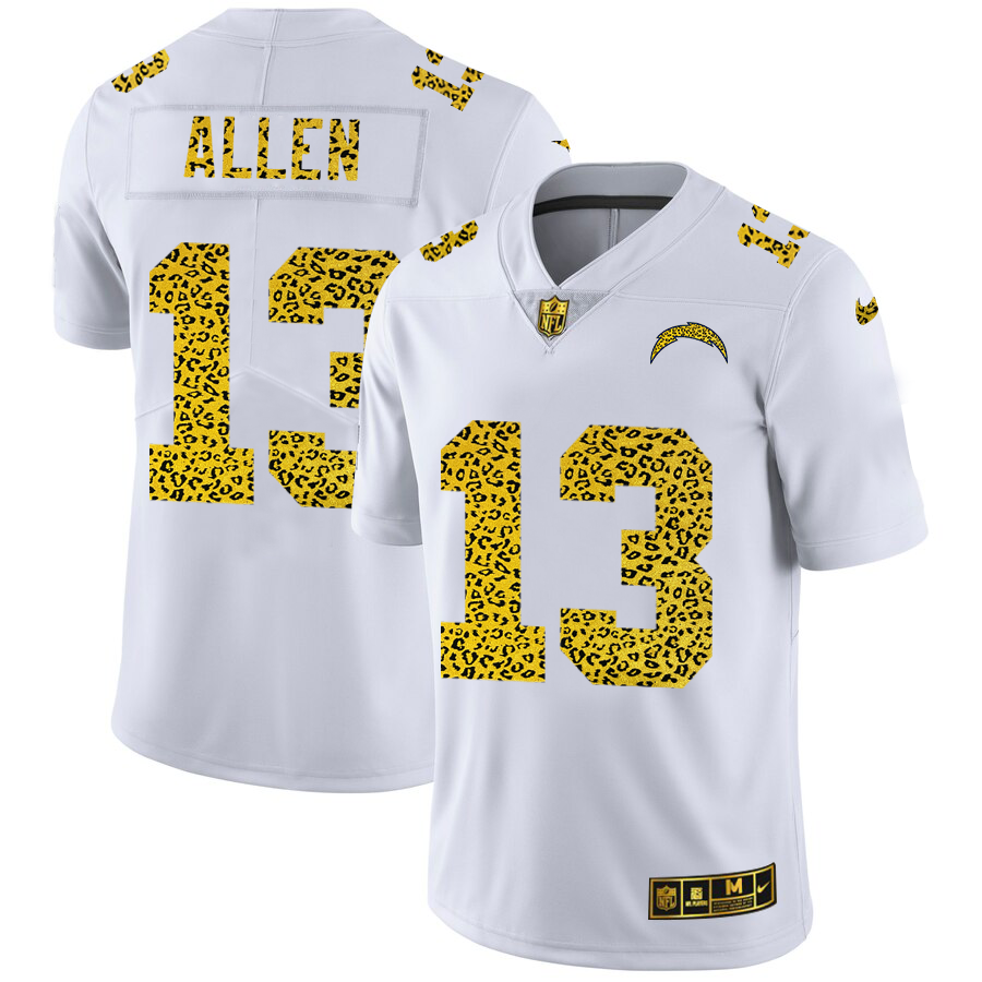 Los Angeles Chargers #13 Keenan Allen Men's Flocked Leopard Print Vapor Limited Jersey White