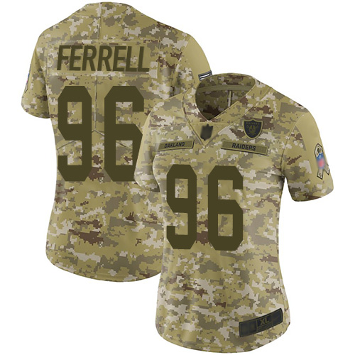 Las Vegas Raiders #96 Clelin Ferrell Camo Women's Stitched Limited 2018 Salute to Service Jersey Womens