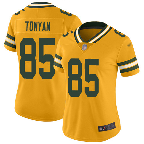 Green Bay Packers #85 Robert Tonyan Gold Women's Stitched Limited Inverted Legend Jersey Womens