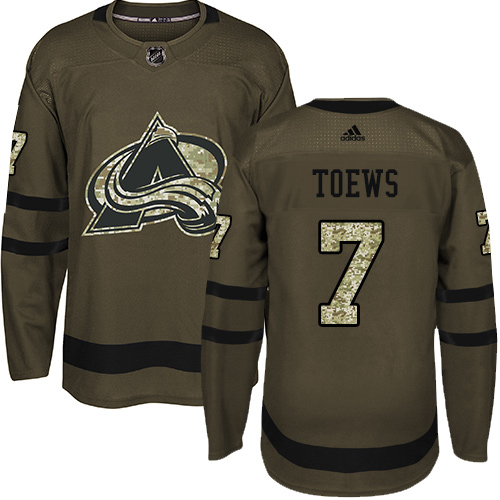 Adidas Colorado Avalanche #7 Devon Toews Green Salute to Service Stitched Jersey Men's
