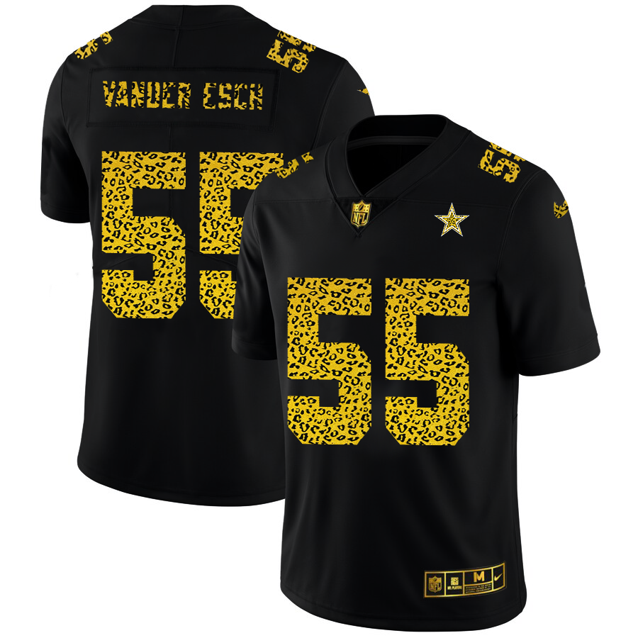 Dallas Cowboys #55 Leighton Vander Esch Men's Leopard Print Fashion Vapor Limited Jersey Black