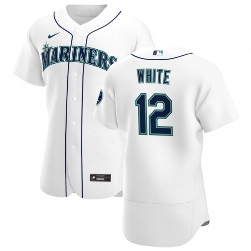 Seattle Seattle Mariners #12 Evan White Men's White Home 2020 Authentic Player Jersey Men's