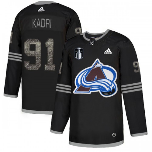 Adidas Colorado Avalanche #91 Nazem Kadri Black 2022 Stanley Cup Final Patch Authentic Classic Stitched Jersey Men's