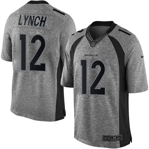 Denver Broncos #12 Paxton Lynch Gray Men's Stitched Limited Gridiron Gray Jersey Men's