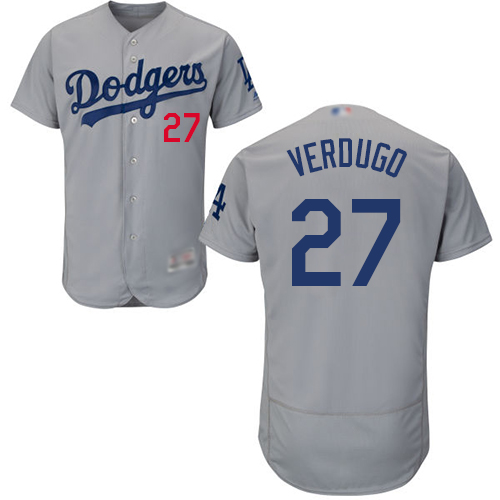 Los Angeles Dodgers #27 Alex Verdugo Grey Flexbase Authentic Collection Stitched Jersey Men's