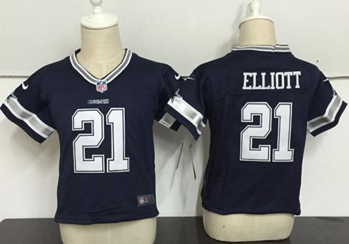 Toddler Cowboys #21 Ezekiel Elliott Navy Blue Team Color Stitched Elite Jersey